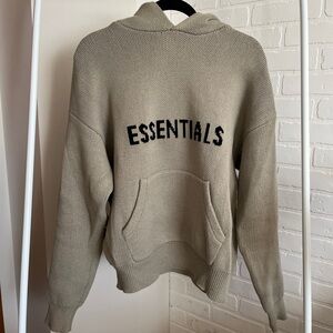 Fear Of God Essentials Green Knit Hoodie